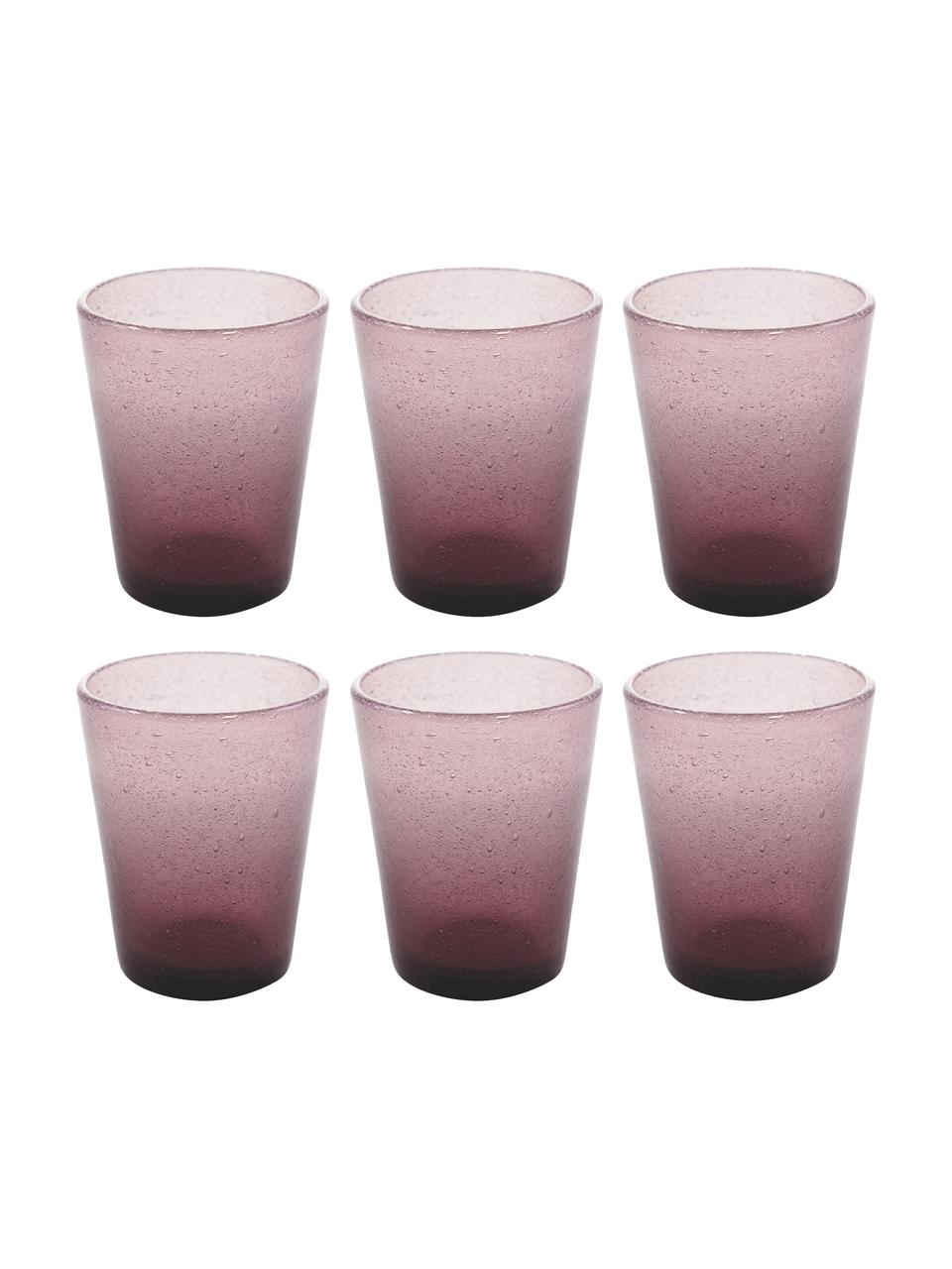 Bicchiere acqua in vetro soffiato Cancun 6 pz, Vetro soffiato, Lilla, Ø 9 x Alt. 10 cm