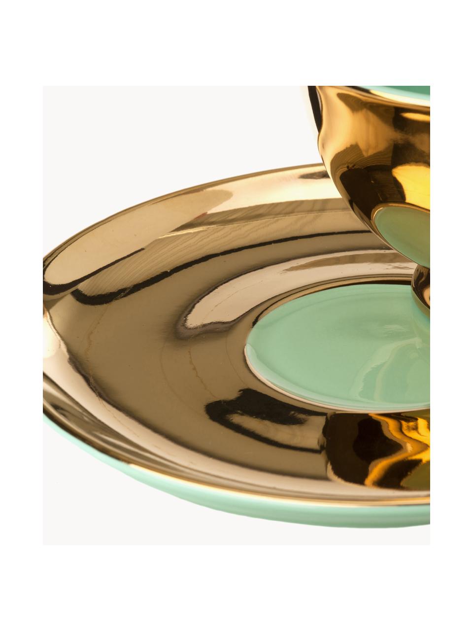 Kaffeetassen Legacy mit Untertassen, 4er-Set, Porzellan, Goldfarben, Ø 10 x H 6 cm, 200 ml