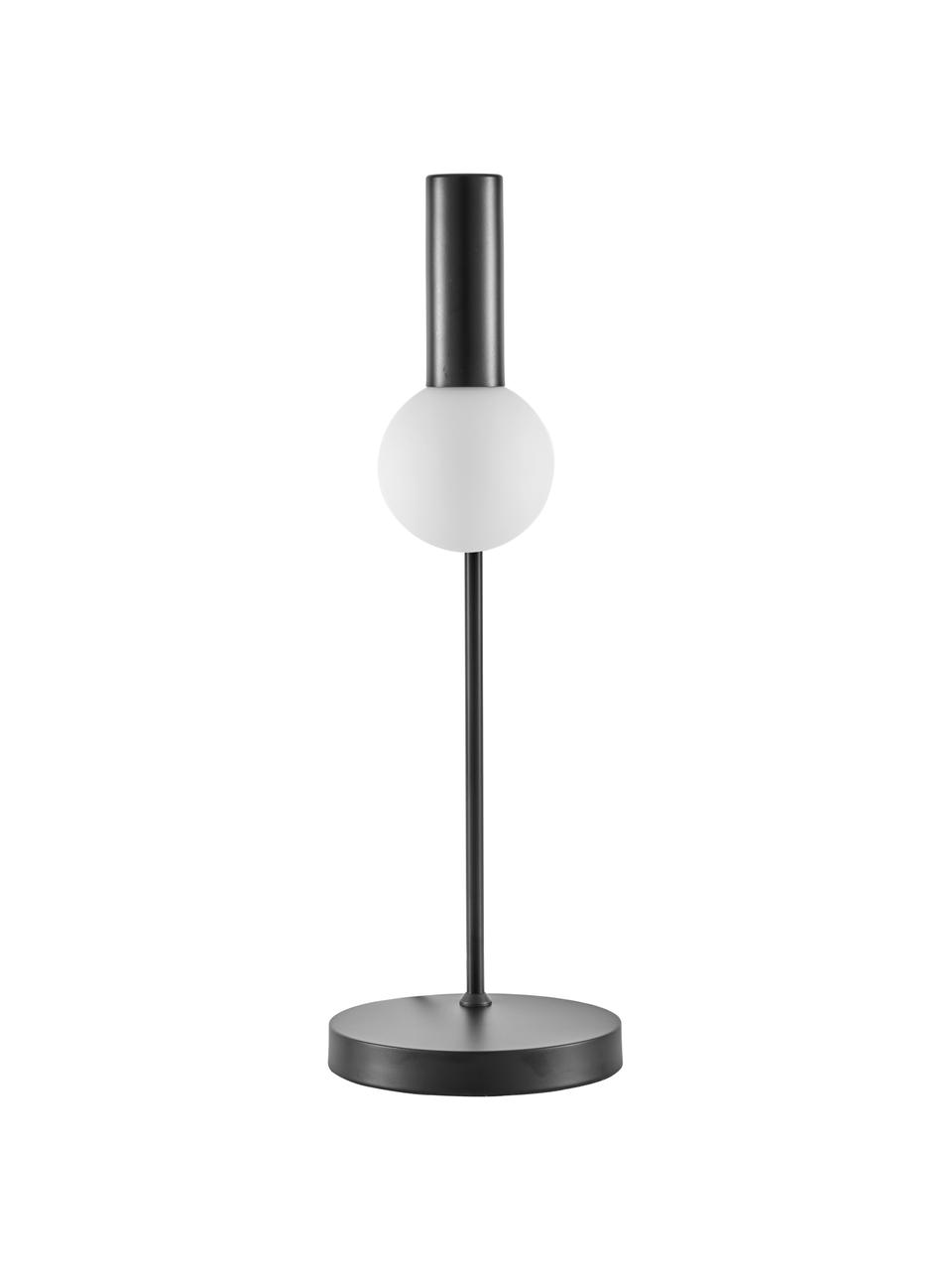 Große Schreibtischlampe Wilson mit Glasschirm, Lampenfuß: Metall, pulverbeschichtet, Lampenschirm: Glas, Schwarz, 22 x 54 cm