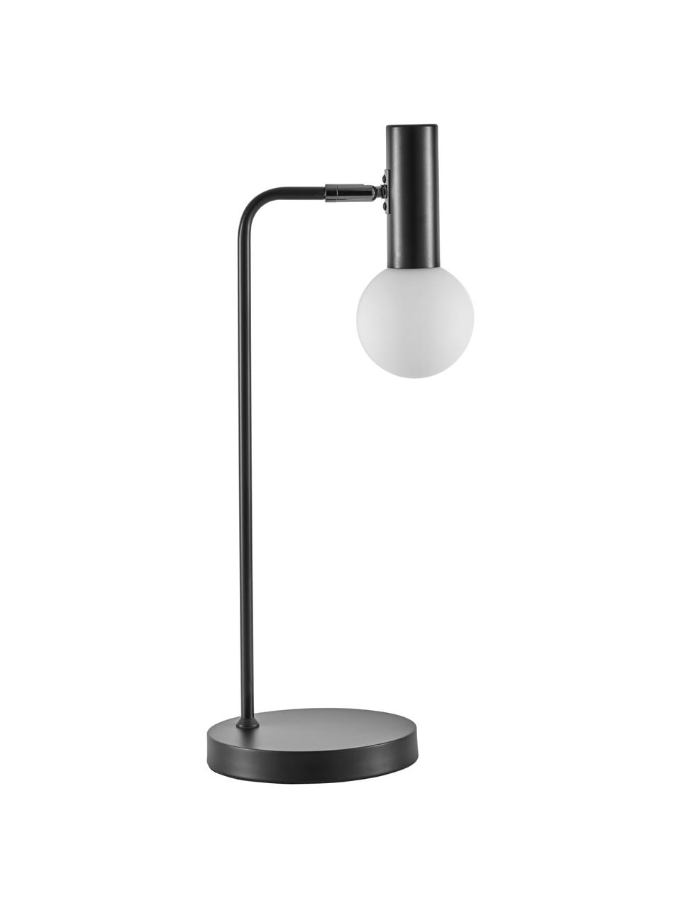 Lámpara de escritorio grande Wilson, Pantalla: vidrio, Cable: cubierto en tela, Negro, An 22 x Al 54 cm