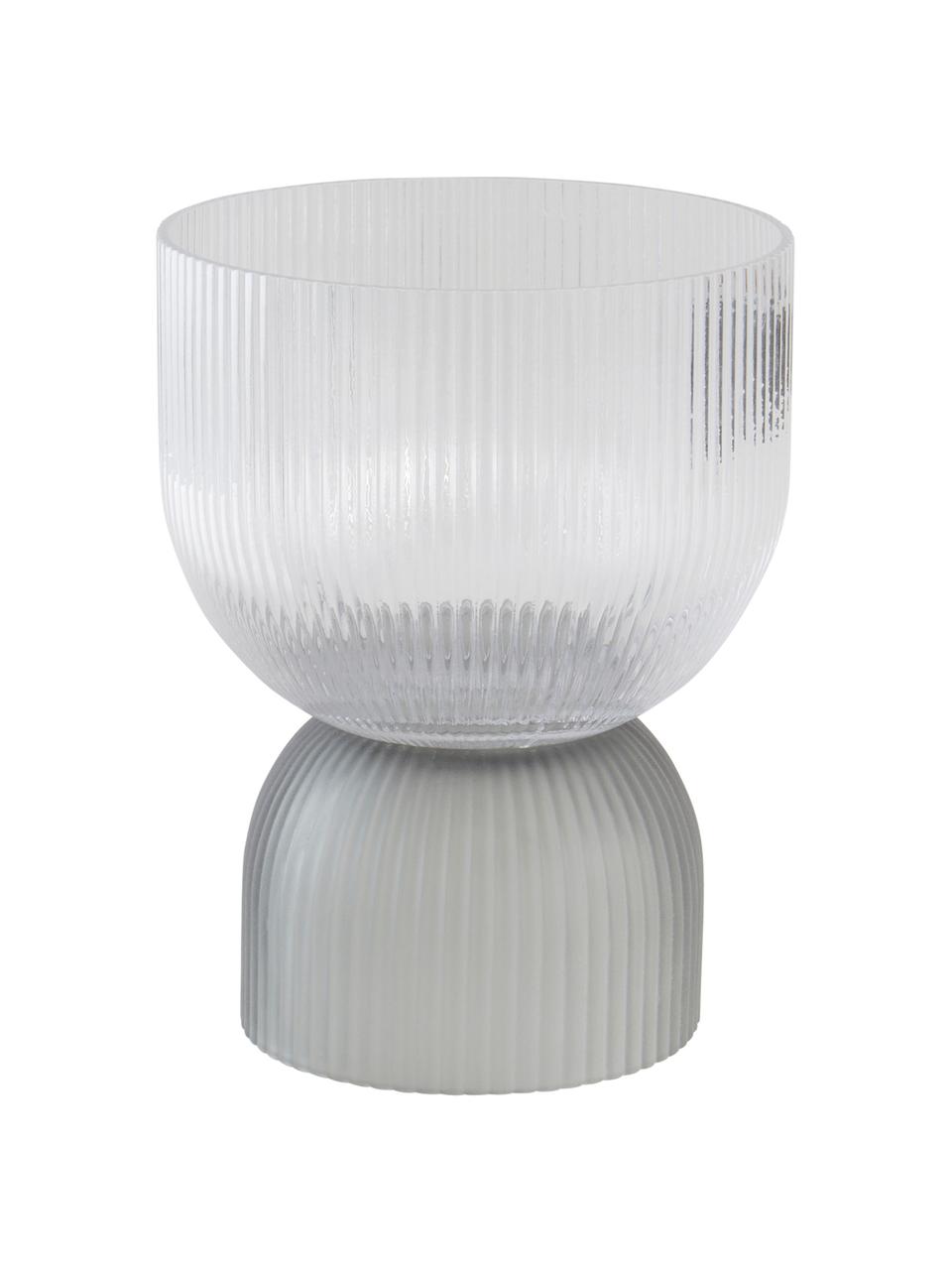 Vaso/portalumino decorativo in vetro rigato Kate, Vetro, Trasparente, grigio, Ø 16 x Alt. 21 cm