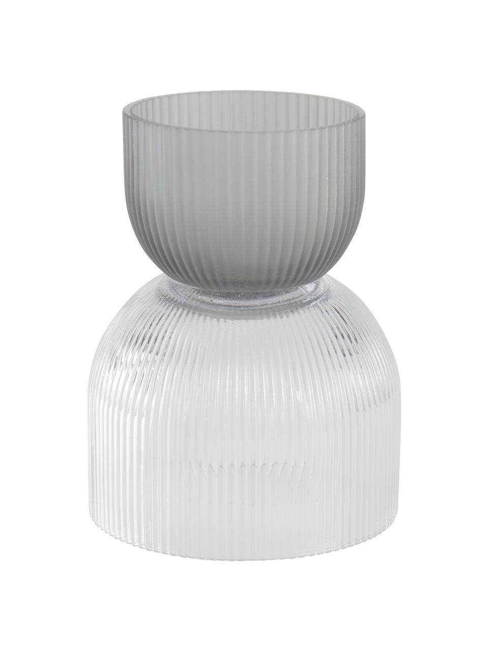 Deko-Objekt Vase/Teelichthalter Kate aus Glas, Glas, Transparent, Grau, Ø 16 x H 21 cm