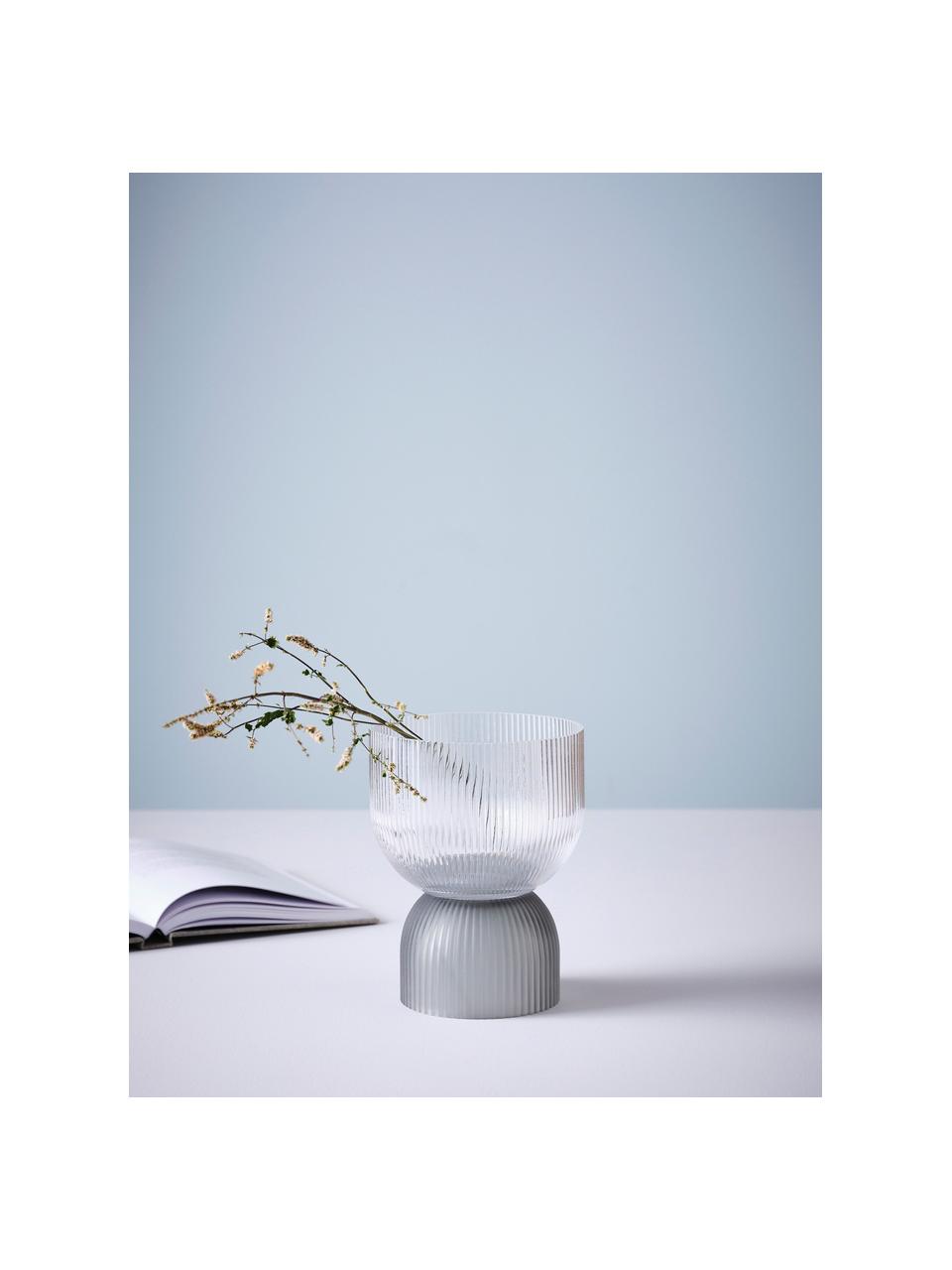 Sklenená váza/svietnik Kate, Sklo, Priehľadná, sivá, Ø 16 x V 21 cm
