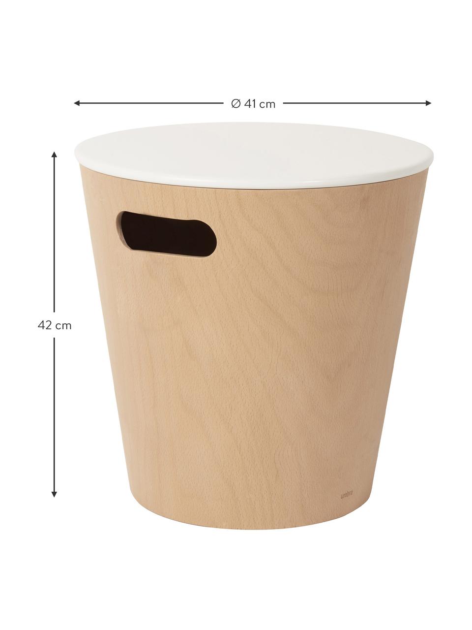 Taburete / Mesa auxiliar Woodrow, con espacio de almacenamiento, Madera pintada, Madera, blanco, Ø 41 x Al 42 cm