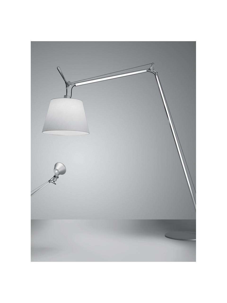 Große verstellbare Leselampe Tolomeo Maxi, Lampenschirm: Stoff, PVC, Weiß, Silberfarben, H 251 cm