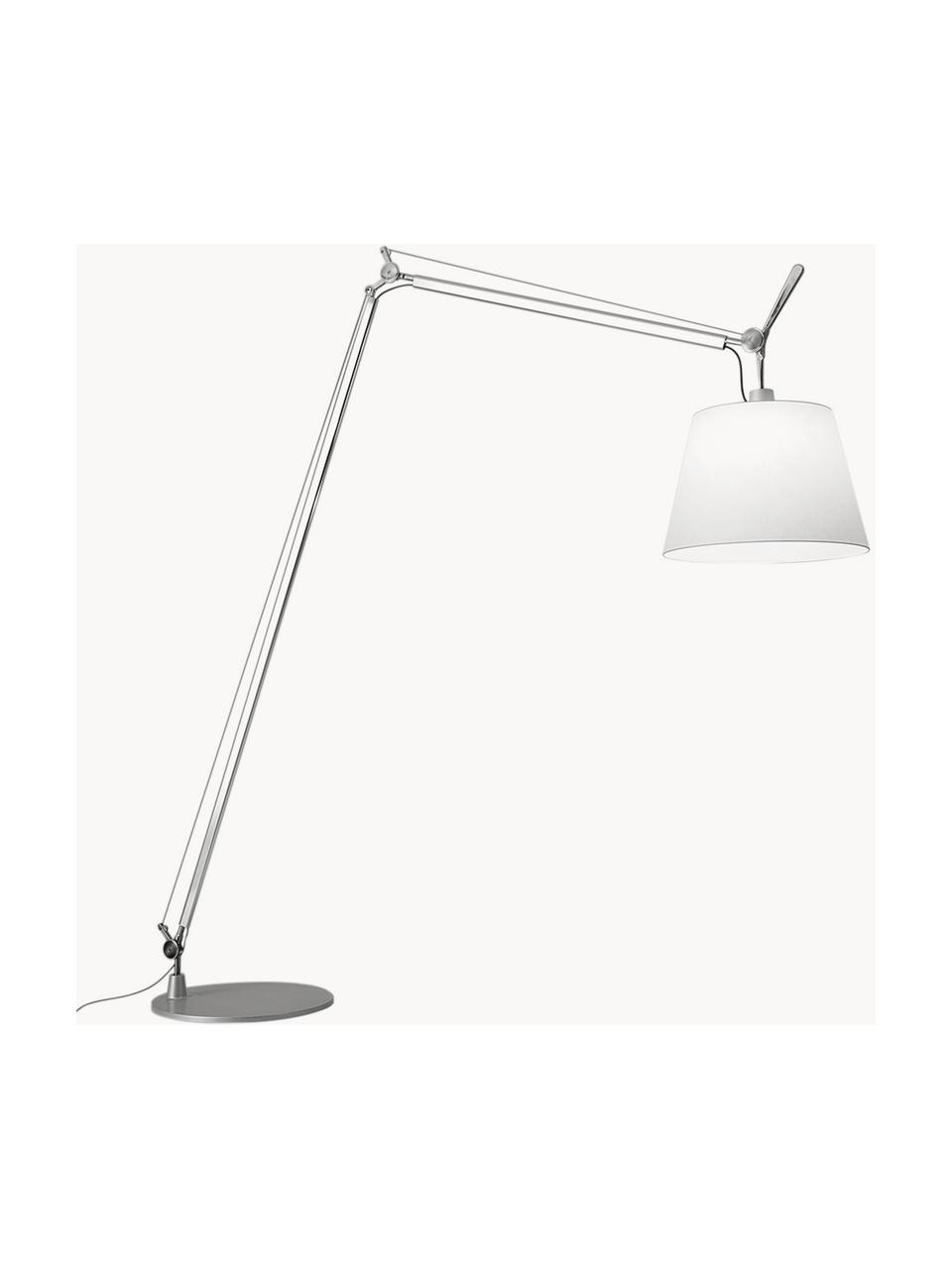 Große verstellbare Leselampe Tolomeo Maxi, Lampenschirm: Stoff, PVC, Weiß, Silberfarben, H 251 cm