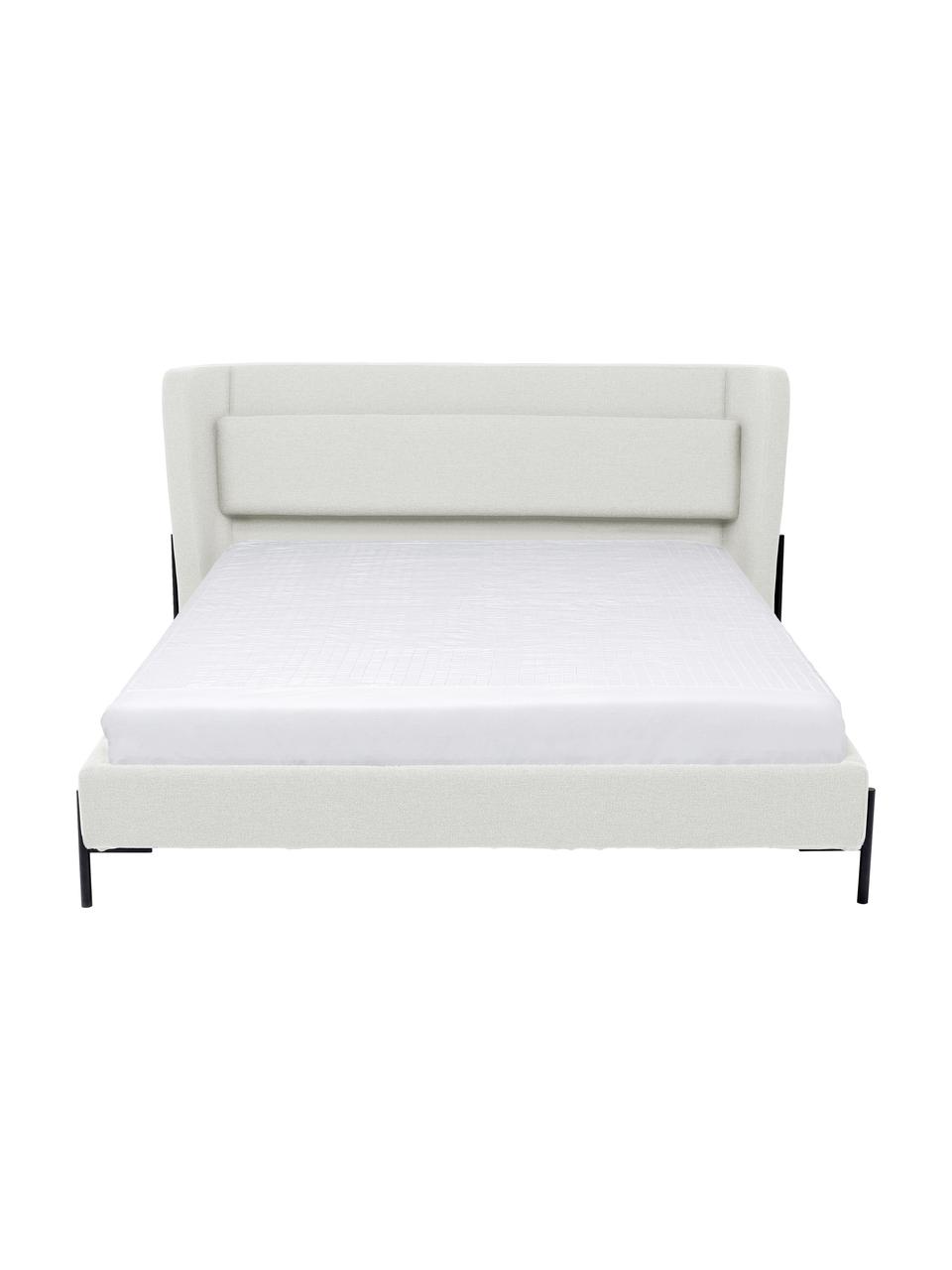 Letto imbottito in tessuto Ecru Tivoli, Rivestimento: 100% poliestere, Piedini: acciaio verniciato a polv, Tessuto Ecru, 160 x 200 cm