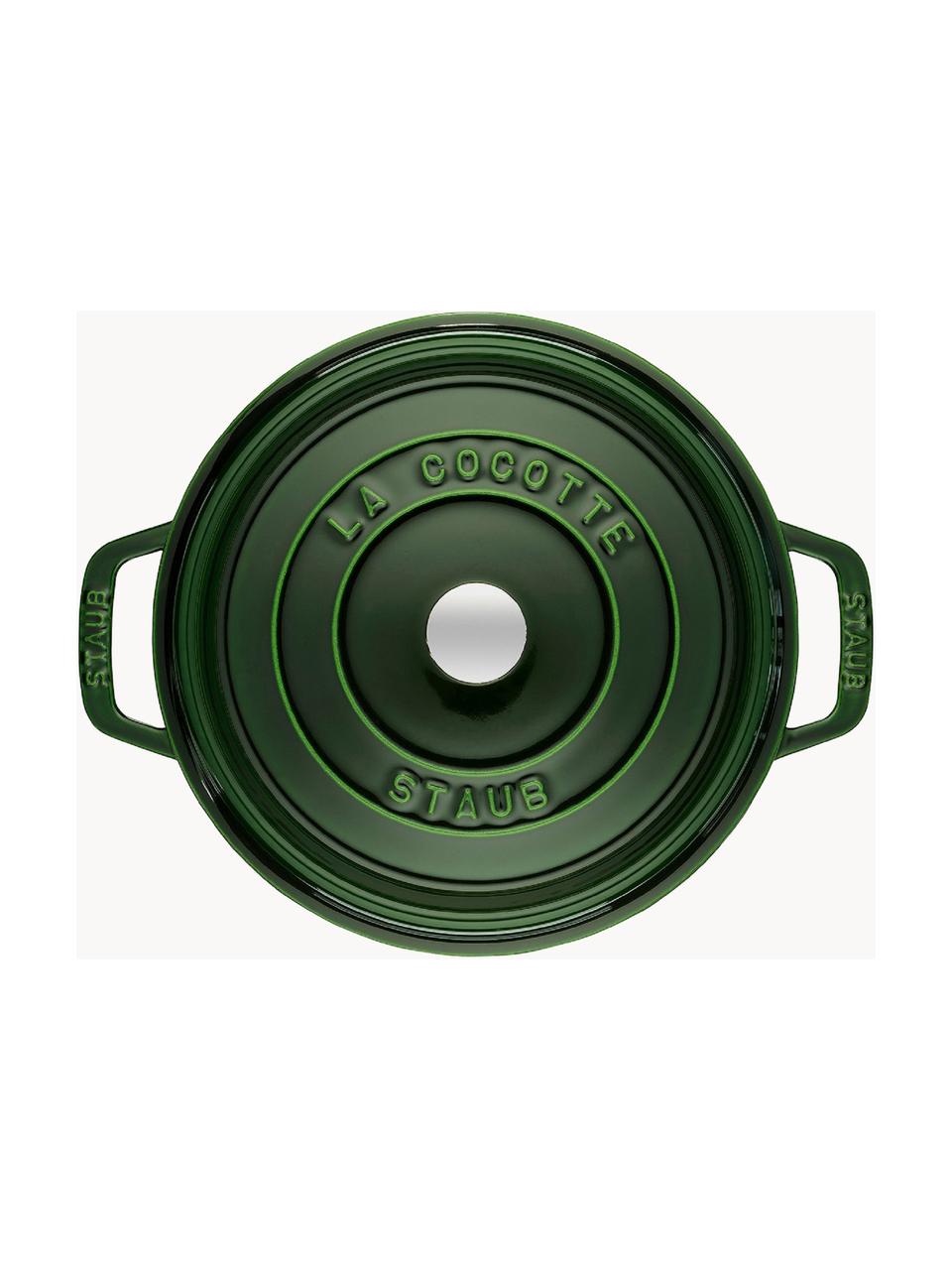 Cacerola redonda de hierro fundido La Cocotte, Hierro fundido esmaltado, Verde oscuro, plateado, Ø 24 cm x Al 15 cm, 3.8 L