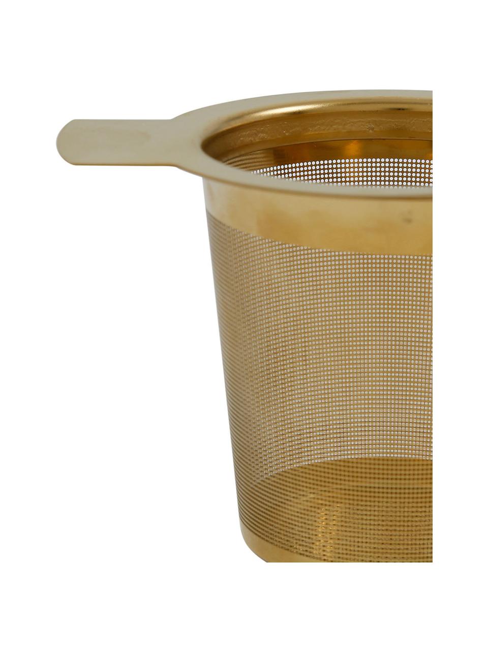 Colino da tè in metallo con coperchio dorato Universal, Acciaio inossidabile rivestito, Ottonato, Larg. 10 x Alt. 8 cm