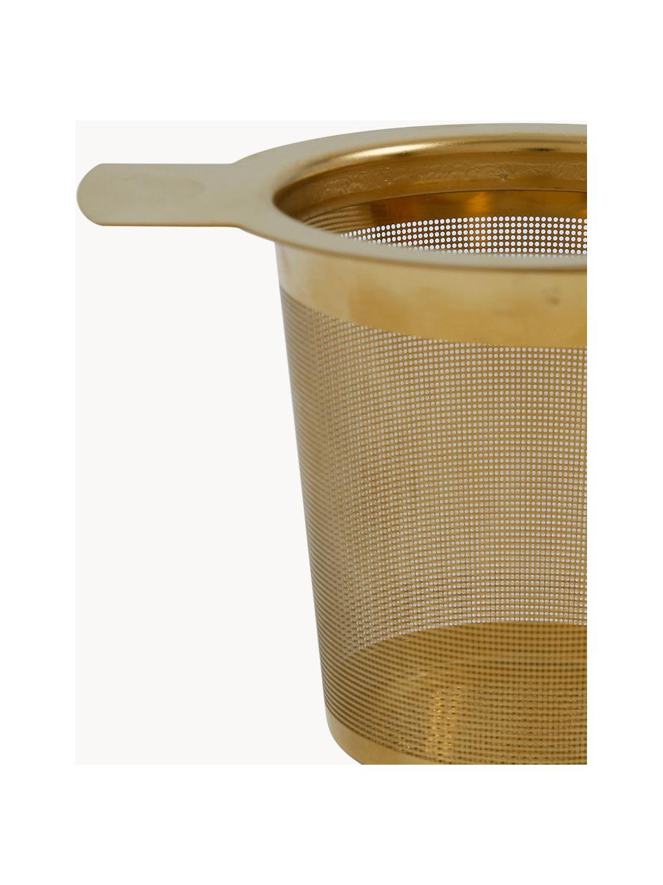 Colino da tè in metallo con coperchio Universal, Acciaio inossidabile rivestito, Ottonato, Larg. 10 x Alt. 8 cm