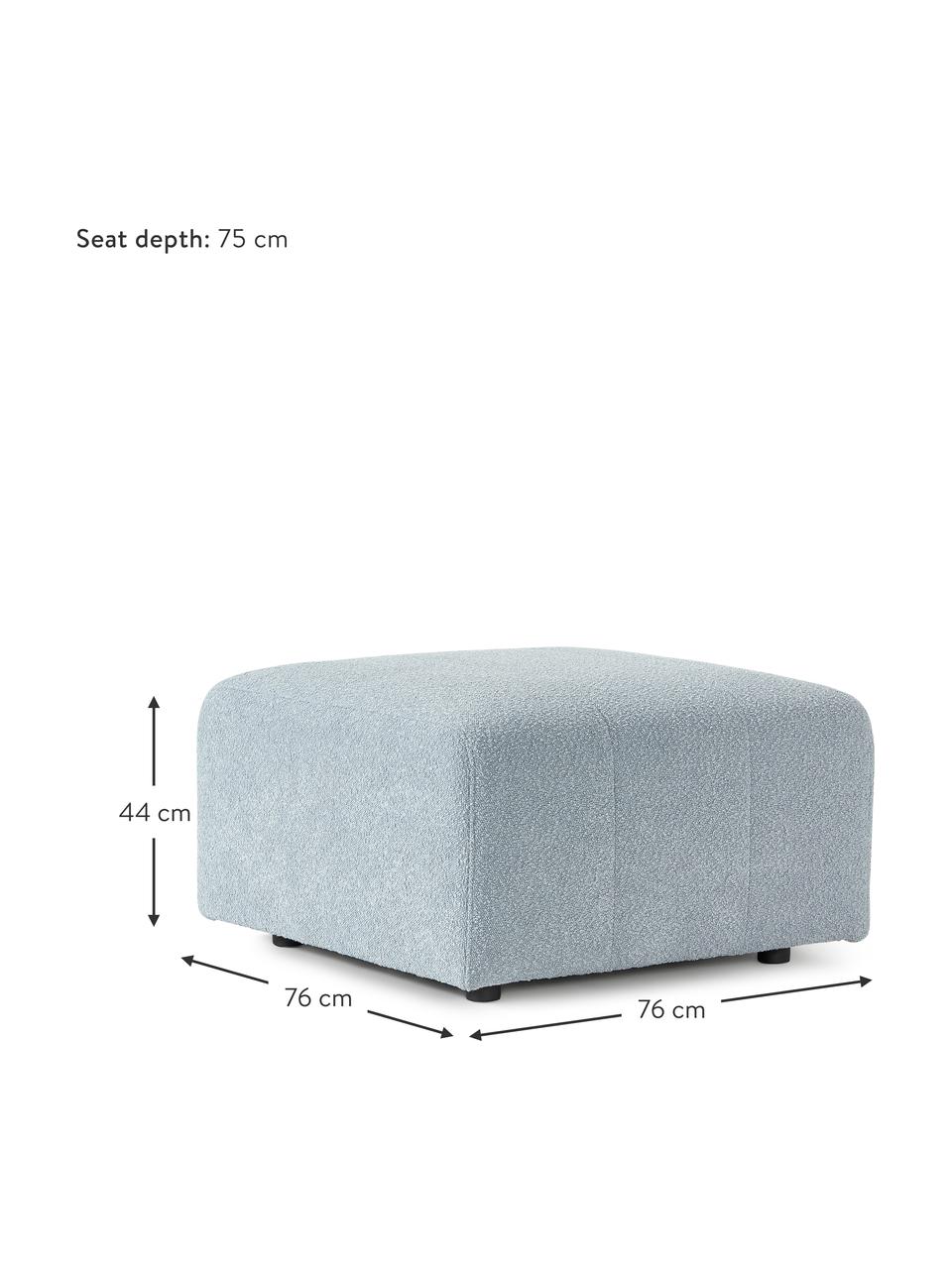 Bouclé voetenbank Lena, Bekleding: bouclé (93% polyester, 6%, Frame: grenenhout, multiplex, ha, Poten: kunststof, Bouclé lichtblauw, B 76 x D 76 cm
