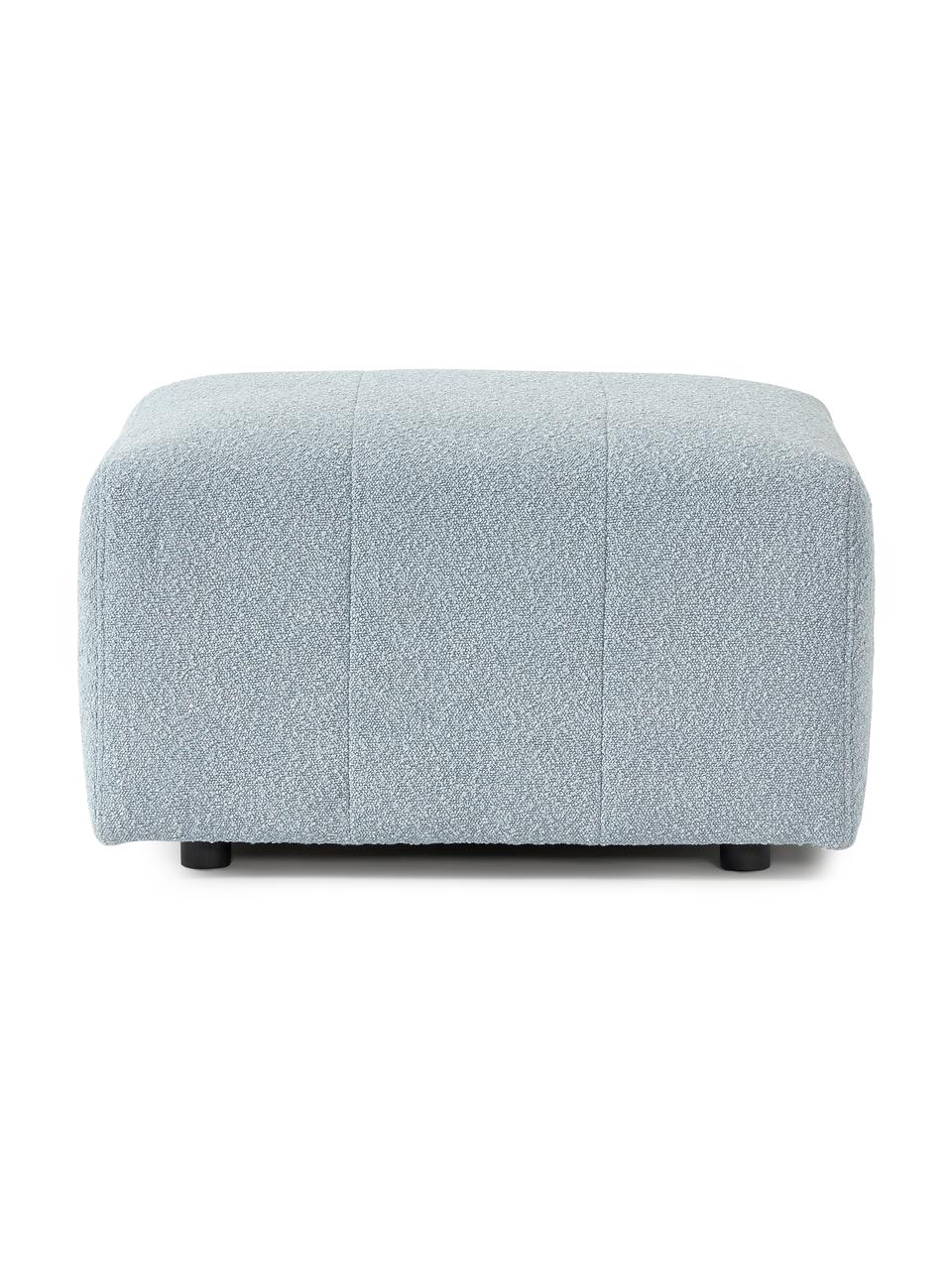 Bouclé voetenbank Lena, Bekleding: bouclé (93% polyester, 6%, Frame: grenenhout, multiplex, ha, Poten: kunststof, Bouclé lichtblauw, B 76 x D 76 cm