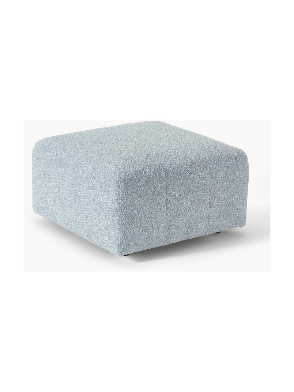 Bouclé-Sofa-Hocker Lena, Bezug: Bouclé (93 % Polyester, 6, Gestell: Kiefernholz, Schichtholz,, Füße: Kunststoff, Bouclé Hellblau, B 76 x T 76 cm