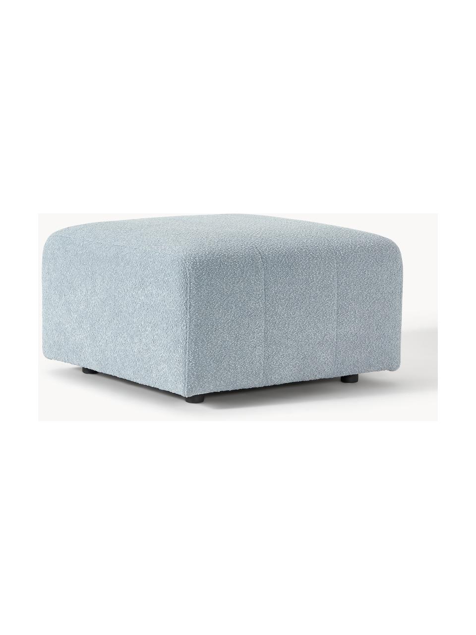 Bouclé-Sofa-Hocker Lena, Bezug: Bouclé (93 % Polyester, 6, Gestell: Kiefernholz, Schichtholz,, Füße: Kunststoff, Bouclé Hellblau, B 76 x T 76 cm