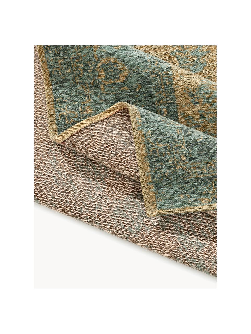 Tappeto con motivo ornamentale Frencie, 55% acrilico, 27% poliestere, 17% cotone, 1% lattice, Tonalità beige e verdi, Larg. 120 x Lung. 180 cm (taglia S)