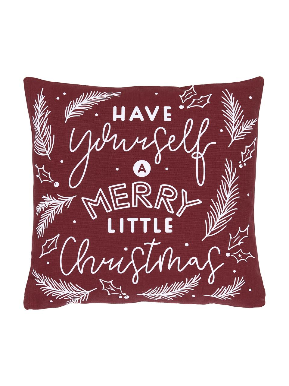 Housse de coussin 45x45 rouge Little Christmas, 100 % coton bio, certifié GOTS, Rouge, larg. 45 x long. 45 cm