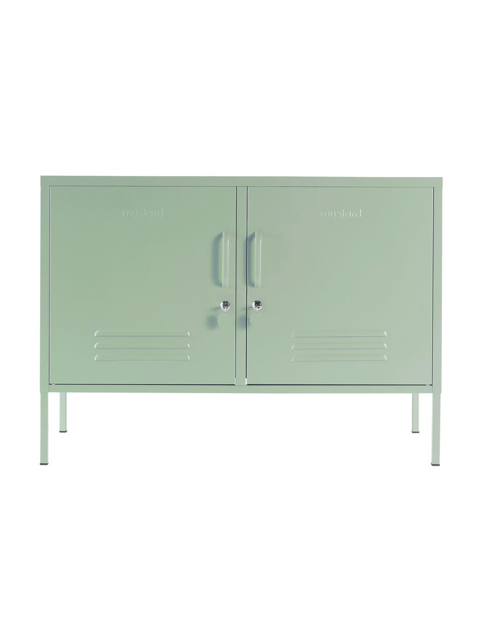Enfilade en métal avec portes Mustard, Métal, enduit, Vert sauge, larg. 100 x haut. 72 cm
