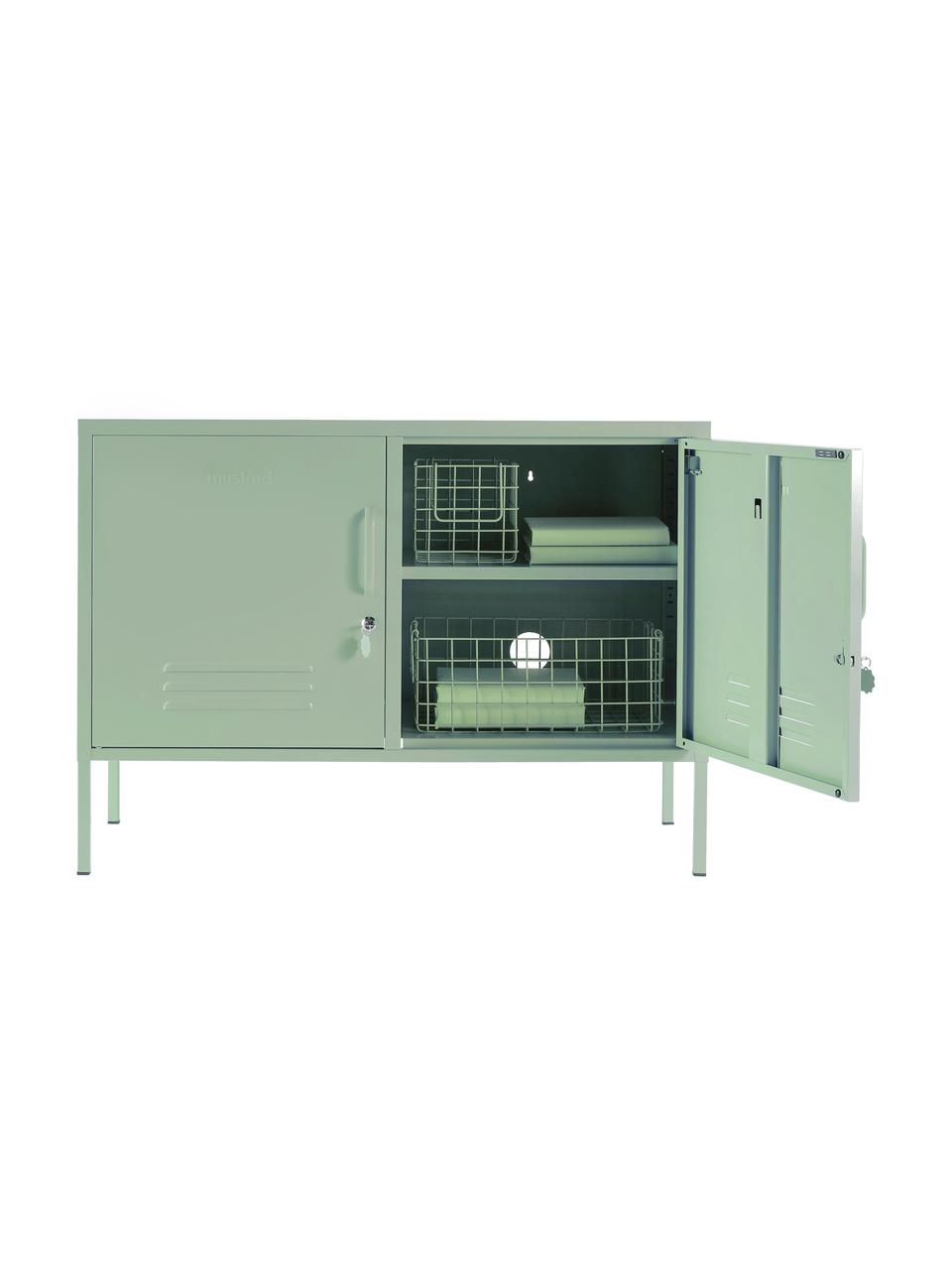 Enfilade en métal avec portes Mustard, Métal, enduit, Vert sauge, larg. 100 x haut. 72 cm