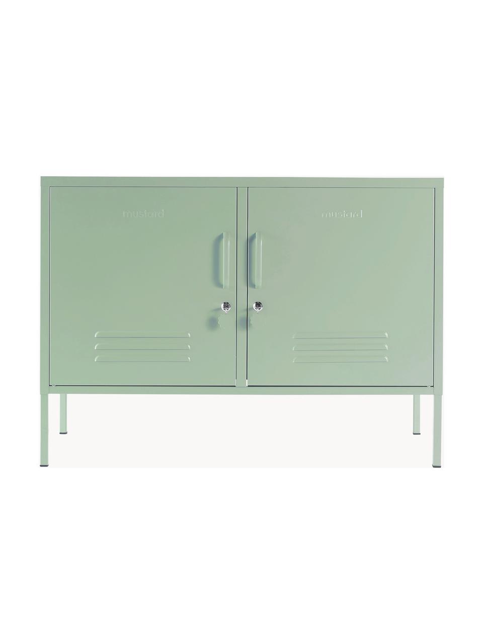 Credenza in metallo Lowdown, Acciaio verniciato a polvere, Verde salvia, Larg. 100 x Alt. 72 cm