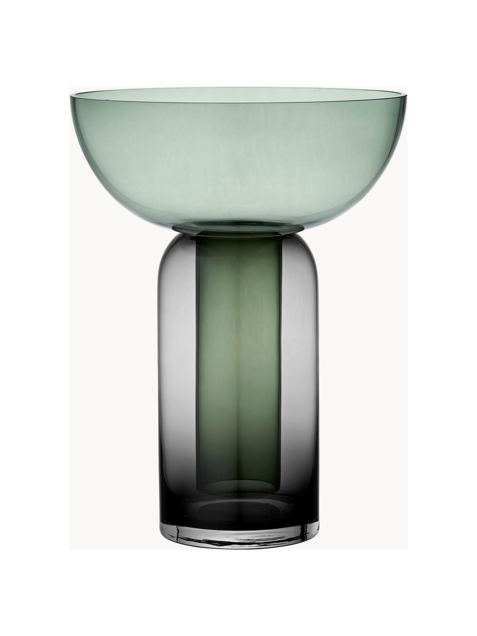 Jarrón de cristal Torus, 33 cm, Vidrio, Verde oscuro, gris oscuro transparente, Ø 25 x Al 33 cm