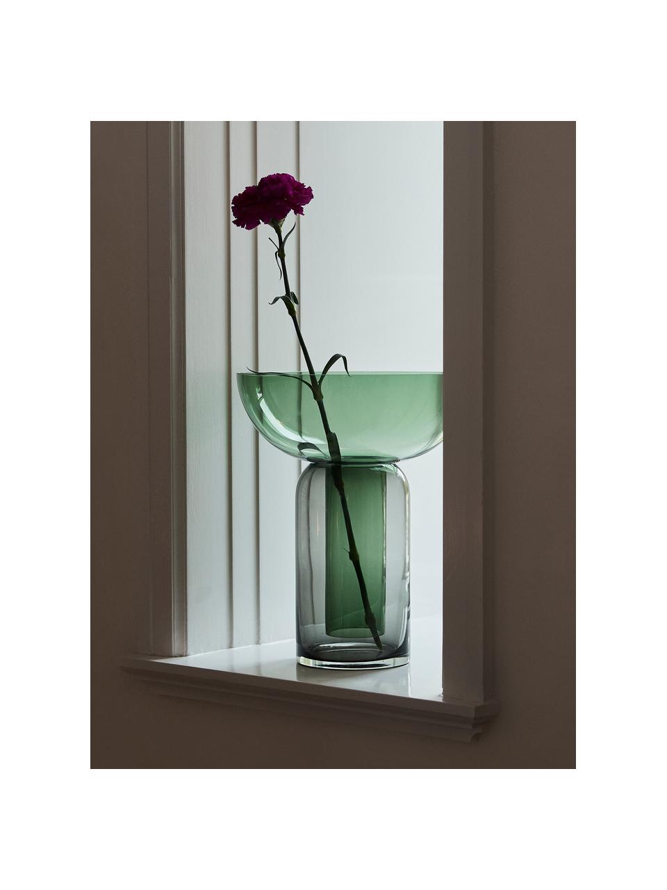 Sklenená váza Torus, V 33 cm, Sklo, Tmavosivá, tmavozelená, priehľadná, Ø 25 x V 33 cm