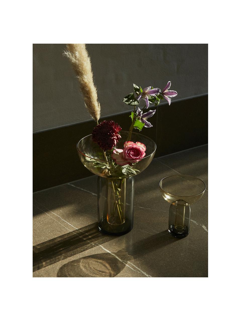 Skleněná váza Torus, V 33 cm, Sklo, Tmavě šedá, tmavě zelená, transparentní, Ø 25 cm, V 33 cm