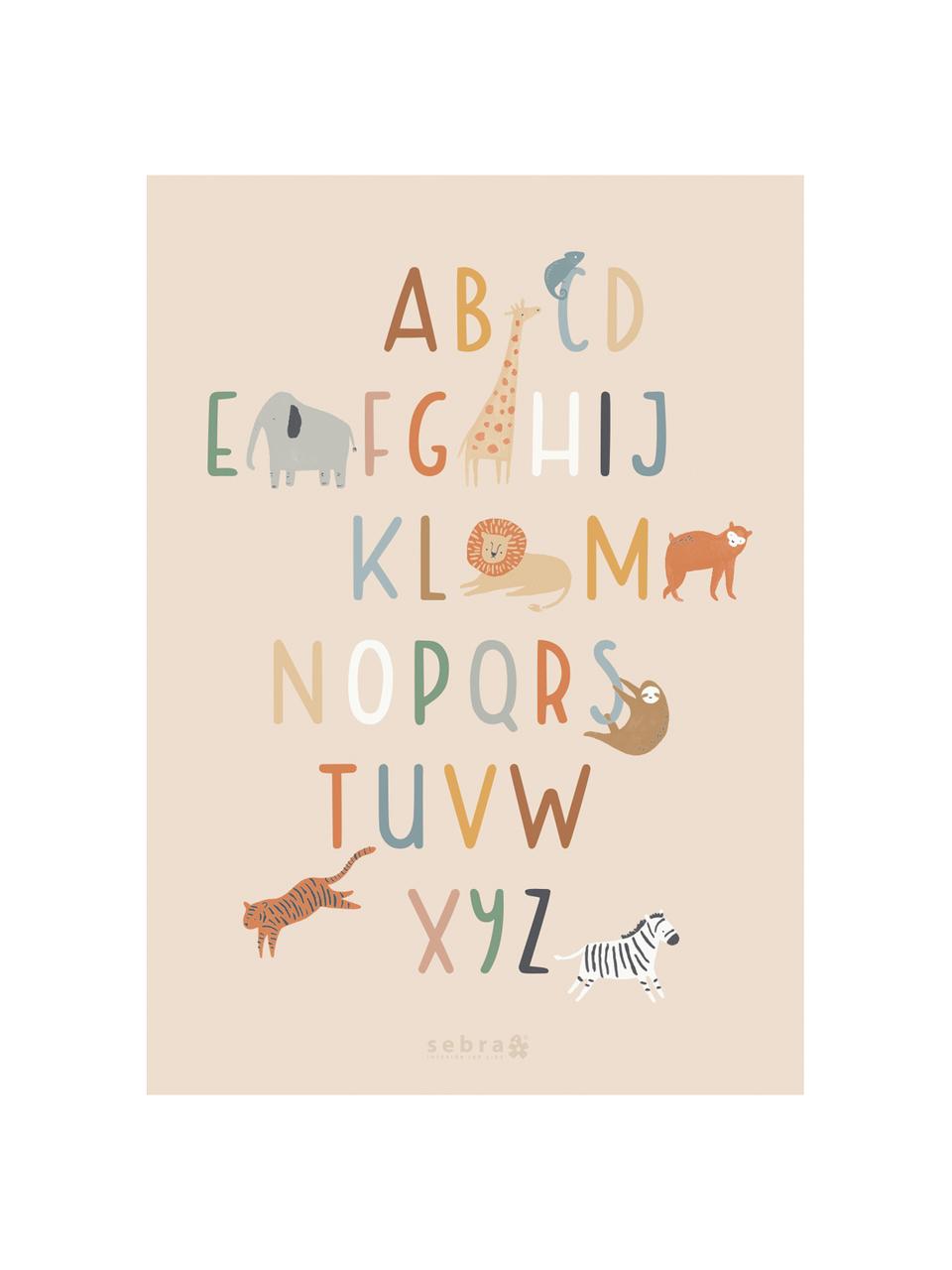 Póster Wildlife Letters, Papel recubierto, 250 g/m², Multicolor, An 50 x Al 70 cm