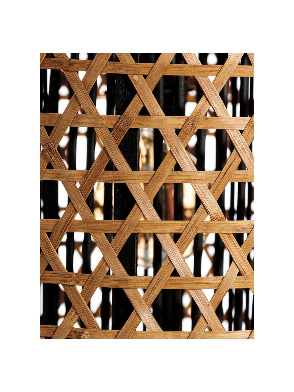 Pendelleuchte Susu aus Bambus, Lampenschirm: Bambus, Baldachin: Metall, beschichtet, Beige, Schwarz, Ø 36 x T 36 cm