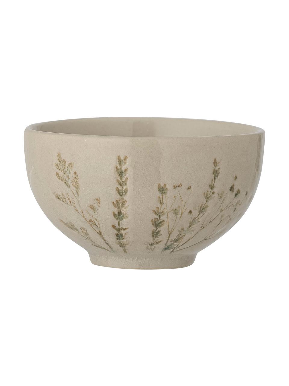 Ciotola fatta a mano con motivo erba Bea 2 pz, Gres, Beige, Ø 12 x Alt. 7 cm