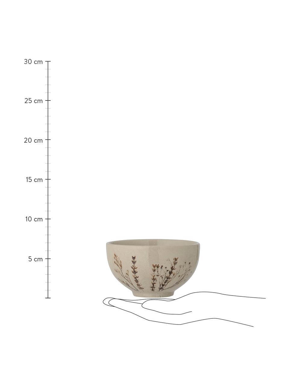 Ručně vyrobená miska s motivem trávy Bea, 2 kusy, Kamenina, Béžová, Ø 12 cm, V 7 cm