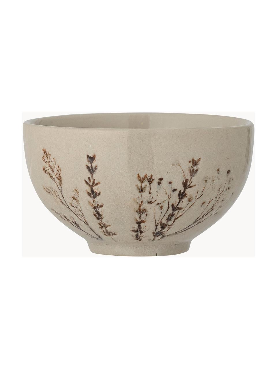 Handgemachte Schälchen Bea mit Gräser-Motiv, 2 Stück, Steingut, Beige, Ø 12 x H 7 cm