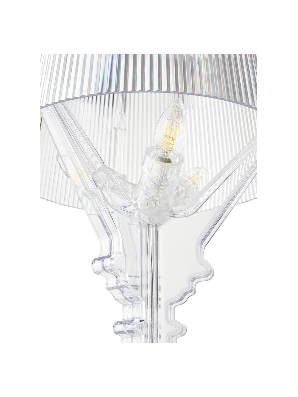 Große Design LED-Tischlampe Bourgie, dimmbar, Polycarbonat, Greenguard-zertifiziert, Transparent, Ø 37 x H 68-78 cm