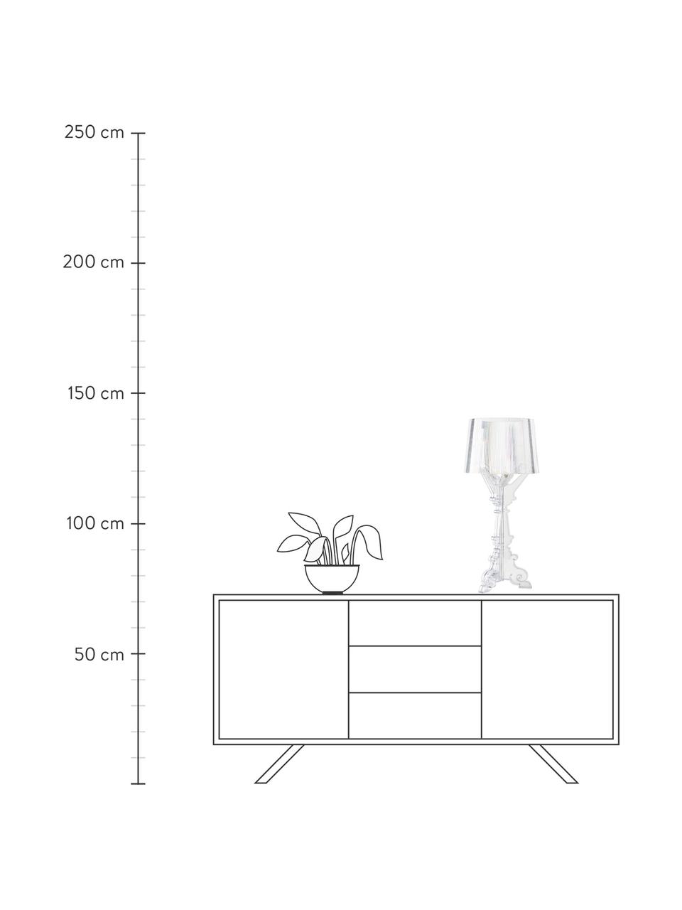 Grote design LED tafellamp Bourgie, dimbaar, Polycarbonaat, Greenguard-gecertificeerd, Transparant, Ø 37 x H 68-78 cm