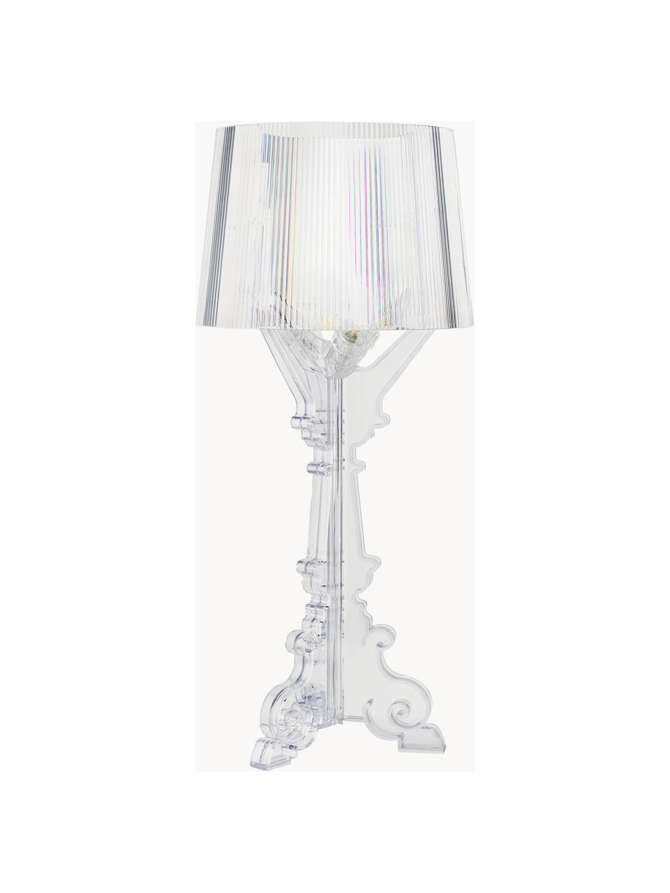 Lámpara de mesa grande LED regulable de diseño Bourgie, Policarbonato con certificado Greenguard, Transparente, Ø 37 x Al 68-78 cm