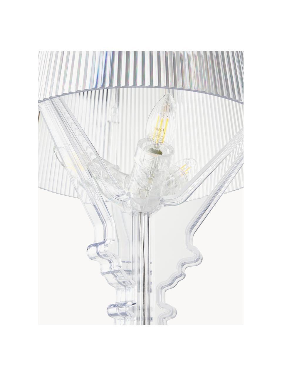 Große Design LED-Tischlampe Bourgie, dimmbar, Polycarbonat, Greenguard-zertifiziert, Transparent, Ø 37 x H 68-78 cm