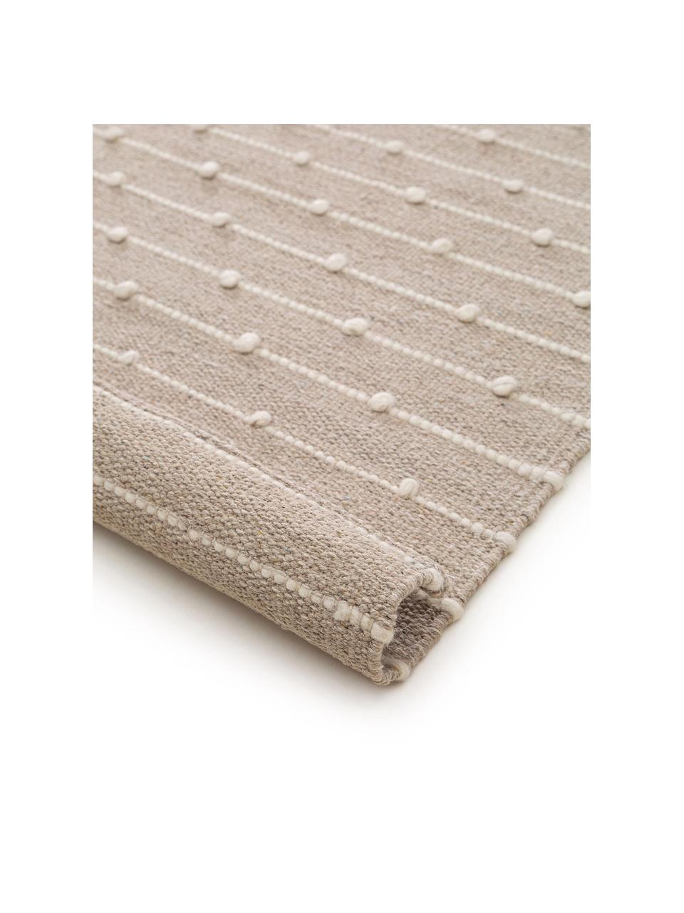 Handgeweven katoenen vloerkleed Lupo in beige/crèmekleur, 80% katoen, 20% wol, Beige, B 160 x L 230 cm (maat M)