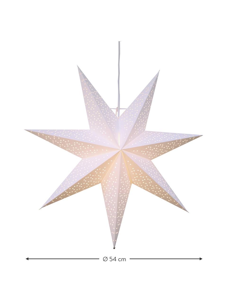 Estrella luminosa de papel Dot, Cable: plástico, Blanco, Ø 54 cm