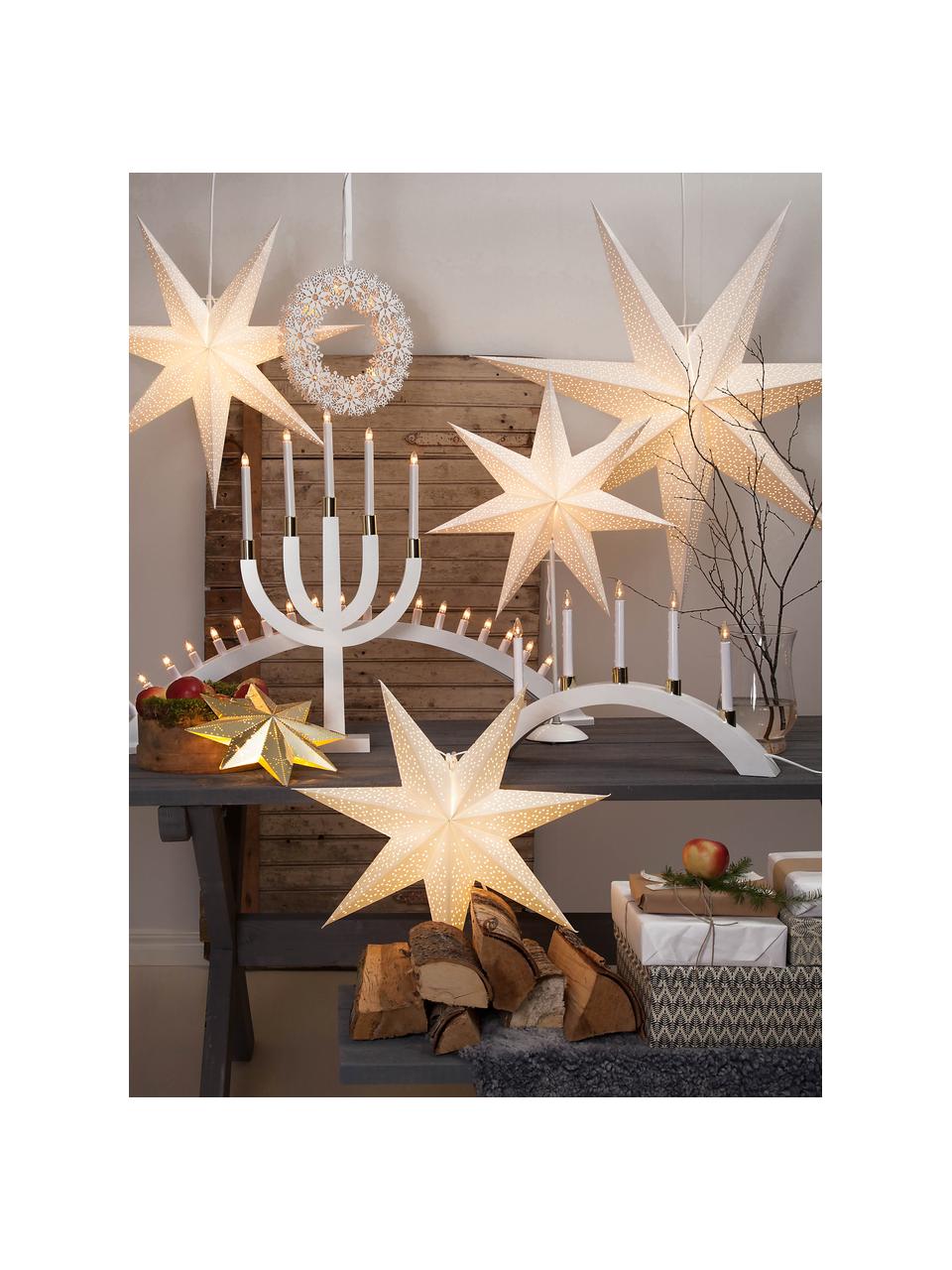 Estrella luminosa de papel Dot, Cable: plástico, Blanco, Ø 54 cm