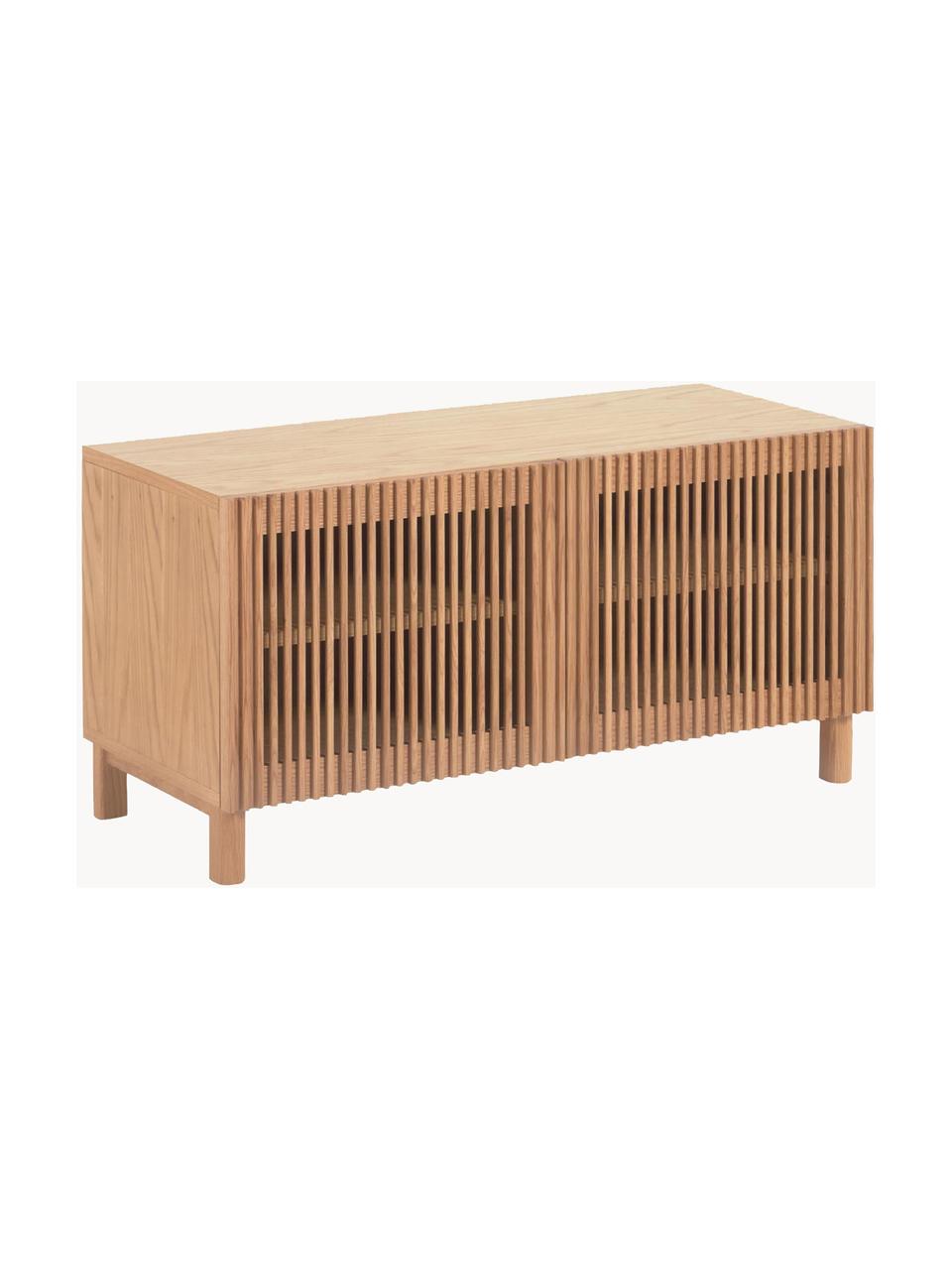 Houten schoenenkast Beyla, Frame: MDF met eikenhoutfineer, Hout, B 99 x H 50 cm