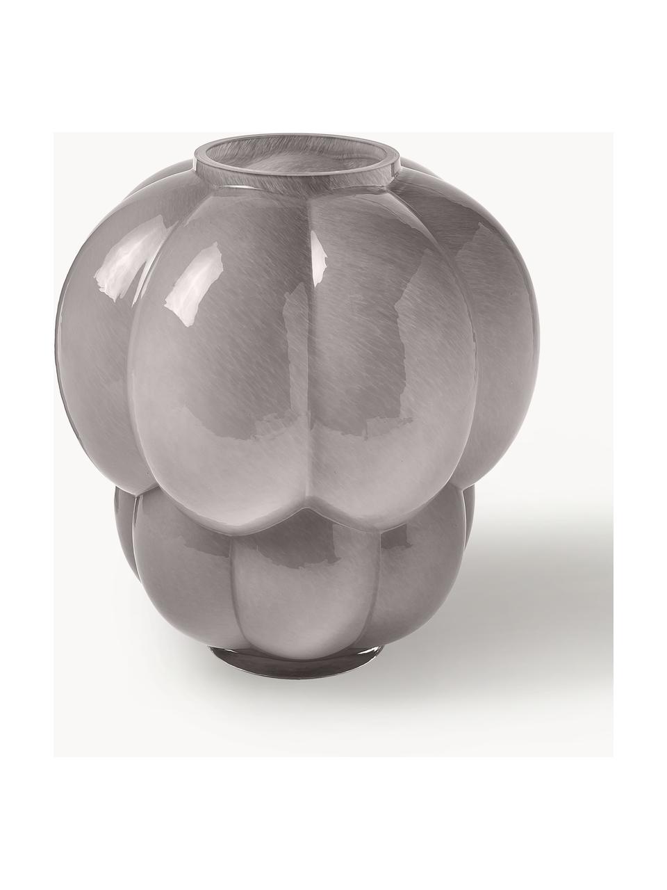 Mundgeblasene Glas-Vase Uva, H 35 cm, Glas, mundgeblasen, Hellgrau, Ø 32 x H 35 cm