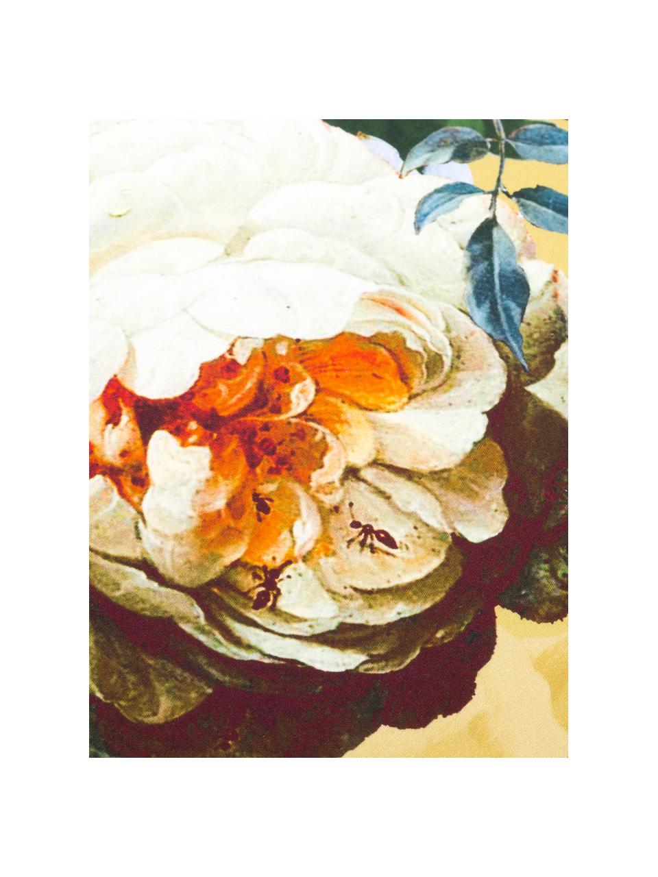 Baumwollsatin-Bettwäsche Fleur mit Blumen-Muster, Webart: Satin Fadendichte 209 TC,, Goldgelb, Mehrfarbig (Weiss, Grün, Rosa), 135 x 200 cm + 1 Kissen 80 x 80 cm