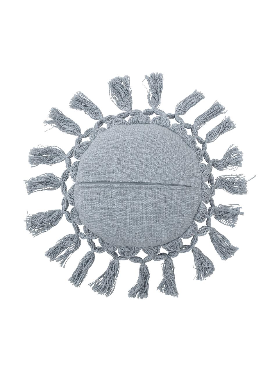 Cuscino rotondo in cotone riciclato con imbottitura Elinna, Rivestimento: 100% cotone riciclato, Blu, Ø 36 cm