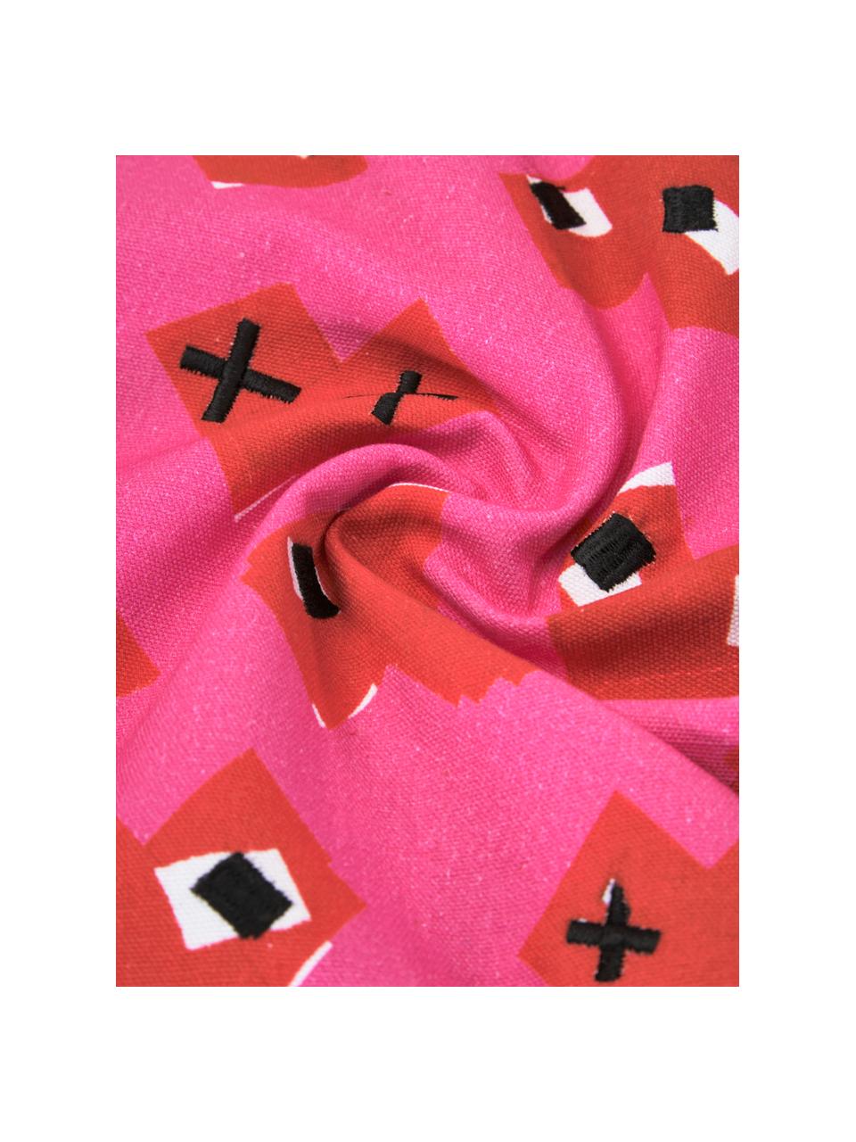 Design kussenhoes Haylie met hart print, Multicolour, roze, B 40 x L 40 cm