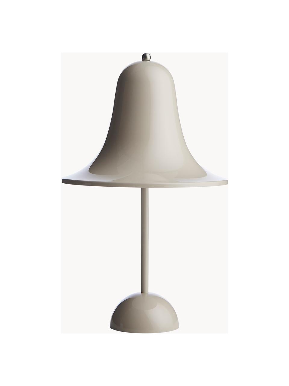 Malá přenosná stolní LED lampa Pantop, design Verner Panton, Umělá hmota, Greige, lesklá, Ø 18 cm, V 30 cm