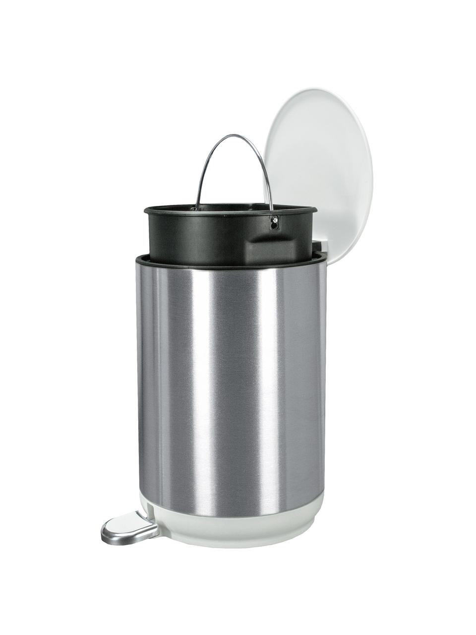 Poubelle avec fonction pédale Elegance, Acier inoxydable, plastique, Couleur argentée, 5 l