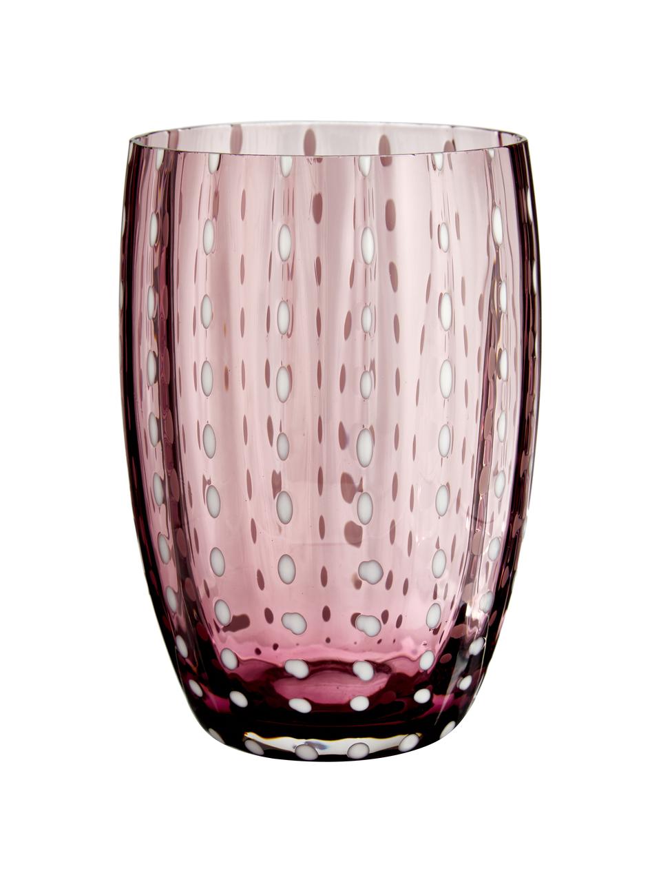 Mondgeblazen waterglazenset Melting Pot Berry, 6-delig, Glas, Blauwtinten, roodtinten, Ø 7-9 x H 10-11 cm