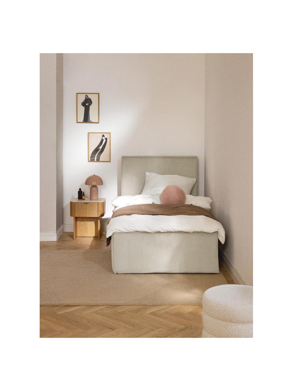 Cama tapizada de pana con espacio de almacenaje Dream, Tapizado: pana (92% poliéster, 8% p, Cuerpo: madera de pícea maciza, a, Pana blanco Off White, An 90 x L 200 cm