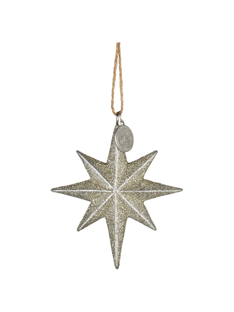 Ručně vyrobené ozdoby na stromeček Serafina Star, V 8 cm, 2 ks, Zlatá, Š 7 cm, V 8 cm