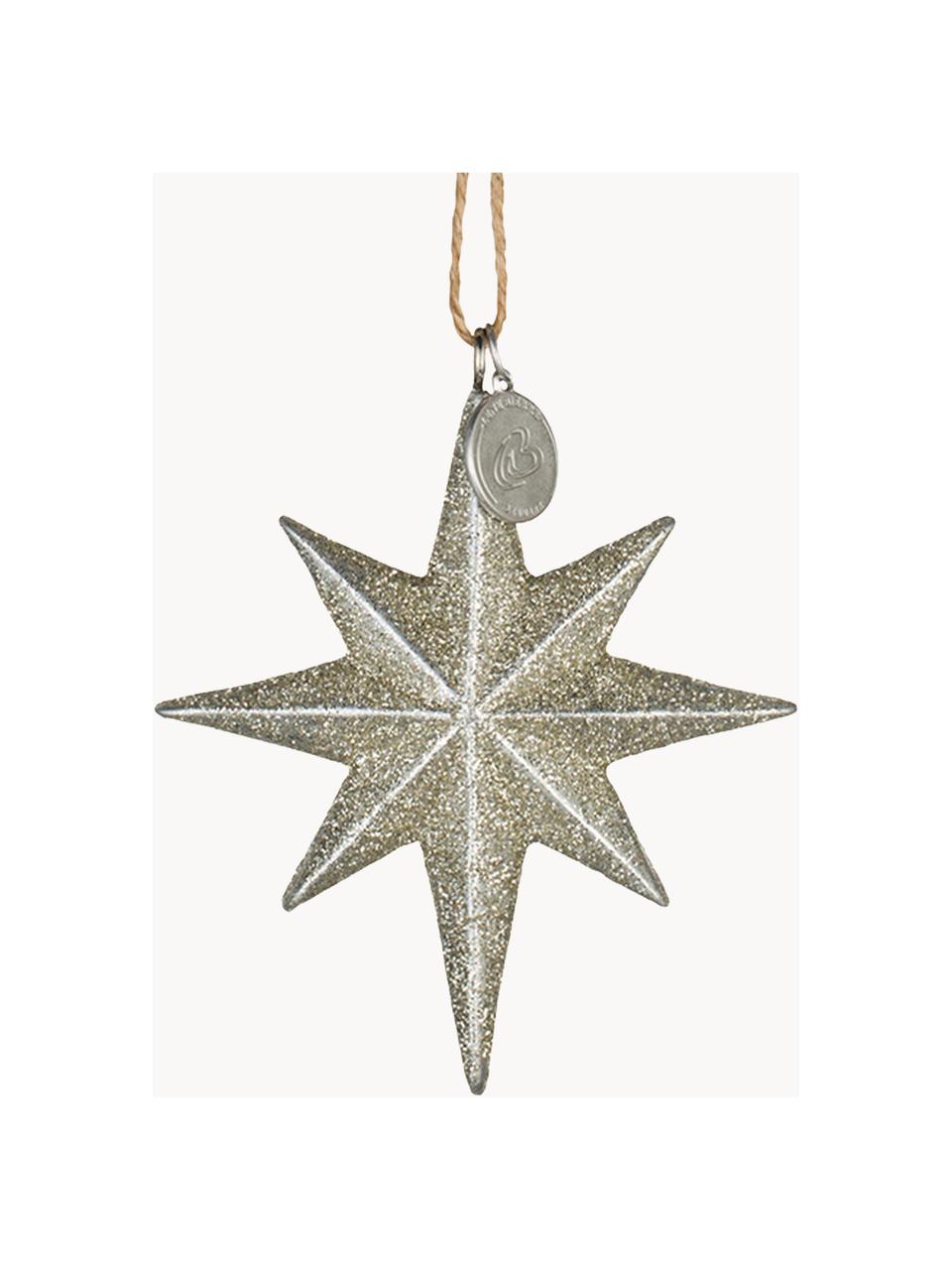 Handgemaakte kerstboomhangers Serafina Star H 8 cm, 2 stuks, Goudkleurig, B 7 x H 8 cm