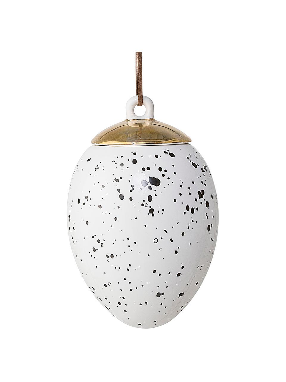 Ciondolo decorativo Spotty 2 pz, Ceramica, Bianco, nero, dorato, Ø 8 x Alt. 14 cm